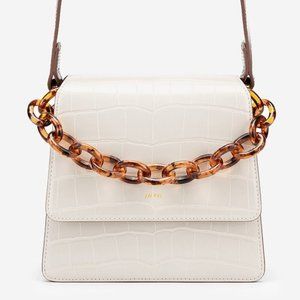 JW Pei Fae Acrylic Chain Top Handle Bag Beige Brown Croc